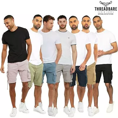 Mens Threadbare Cargo Shorts Cotton Utility Hiking Walking Pocket Shorts • £20.95