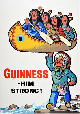 £4.99 • Buy Vintage Advertising Poster GUINNESS Advert Native American Canoe ART PRINT A3 A4