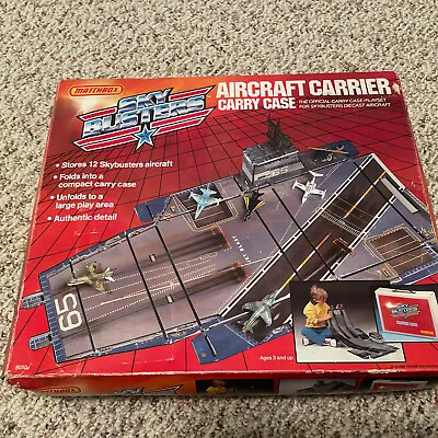 Vintage 1988 Matchbox Aircraft Carrier Sky Busters Carrying Case With Box Tower • $14