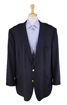 Jos A Bank Navy Blue W/ Gold Metal Buttons 2-Btn Wool Blazer Jacket Portly 56R • $60