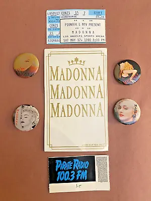 MADONNA ‘Blonde Ambition Tour’ 4x PIN BADGE Set 1990 Boy Toy POP Vintage Tickets • $100