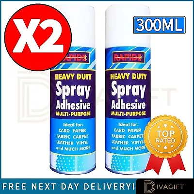 £9.99 • Buy 2 X 300ml Heavy Duty Spray Adhesive Contact Glue Strong Tape Diy Fabric Carpet