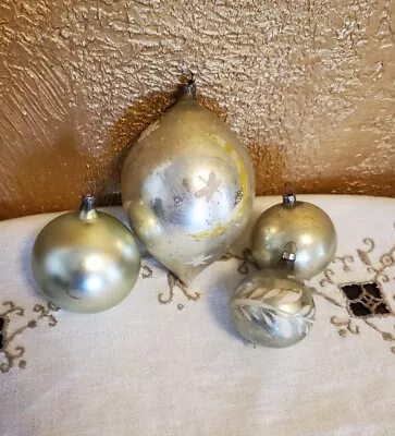 Antique Vintage Murcury Glass Teardrop And Small Ornaments Flocked Moon  • $49