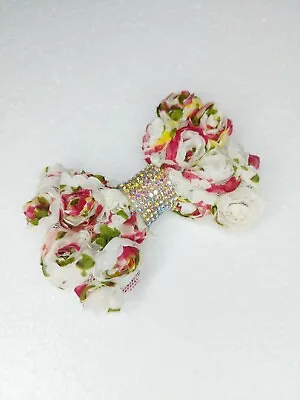 £2.99 • Buy Dog Bow Tie Flowers Roses Slide On To Collar Handmade UK Pet Accessories