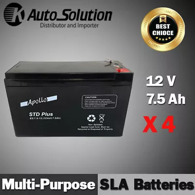 12V 7.5AH SLA Battery Main Power Back Up Fits For NBN UPS Alarm Toy X 4 Sets • $159.99