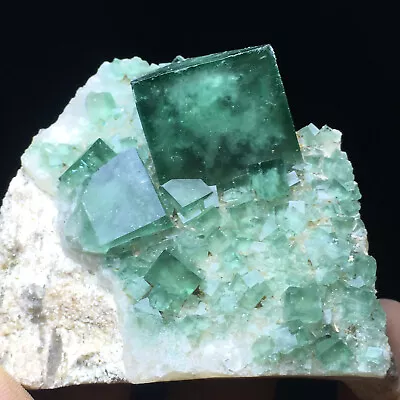 164g    Natural Green Cubic Fluorite Quartz Crystal Mineral Specimen • $7.50