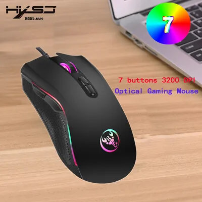 $13.90 • Buy 7 Buttons USB Optical LED Wired Backlit Gaming Mouse Mice For PC Laptop Computer