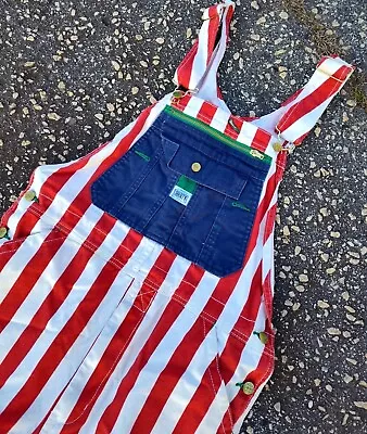 Liberty Overalls Red White Blue Striped Patriotic USA Flag Denim Men's 34x30 VTG • $59.99