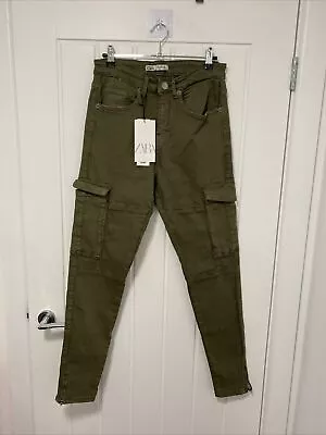 Zara Green Combat Style Skinny Leg Jeans Size 38. B18 • £6