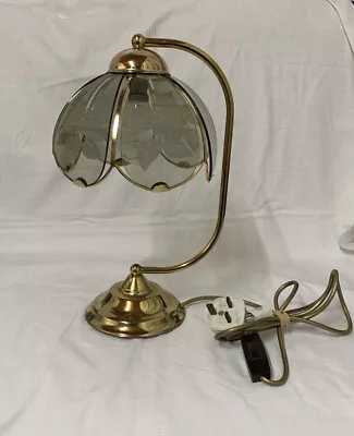 £30 • Buy Vintage Gold Metal Table Lamp Glass Shade H40cm- Retro Poole COLLECTION ONLY