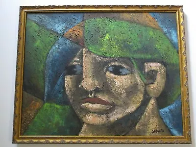 Vintage  Modernist Oil Painting Alberto Face Modernist Cubist Cubism Portrait • $600