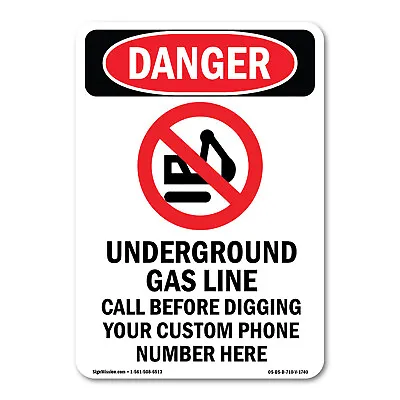 Underground Gas Line ANSI Danger Sign Metal Plastic Decal • $40.99
