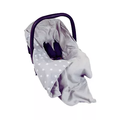 Boy Girl Grey White Stars Baby Wrap Car Seat Blanket Wrap Cover Cosytoes 100x100 • £19.99