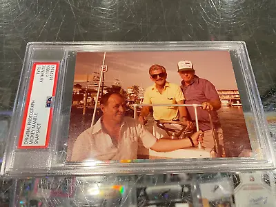 1980's Mickey Mantle + 2 Friends Fishing Original Snapshot  Photo Psa Type 1 • $400