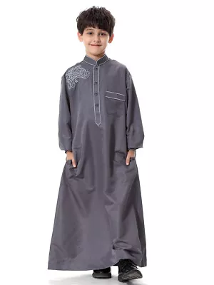 Islamic Muslim Jubba Kaftan Robe Boy Kids Arab Abaya Dishdasha Thobe Long Dress • £4.99