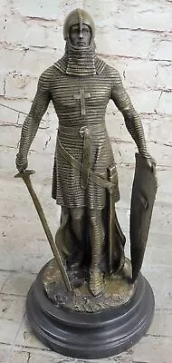 Bronze Vintage Sculpture Signed Knight Warrior Statue Deco Figurine Figure • $399