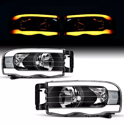 LED DRL Headlights Assembly Sequential Turn Signal For 02-05 Dodge Ram 1500 2500 • $150.99