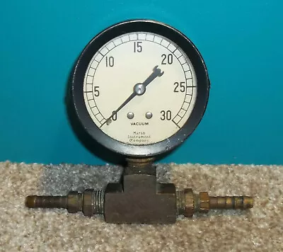 Vintage Marsh Instrument Co. Vacuum Pressure Gauge 0-30vac With T-Connector • $29.95