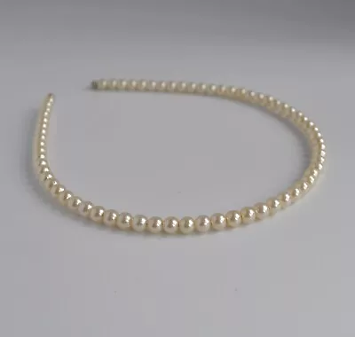 £3.95 • Buy Imitation Pearl Headband. 6mm Bead Row/line Hairband/Alice Band. Bridal/Wedding.