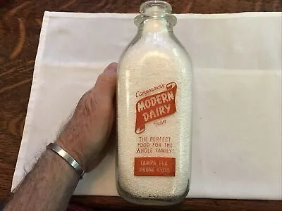 1962 Modern Dairy Quart Milk Bottle Tampa Florida • $49.95