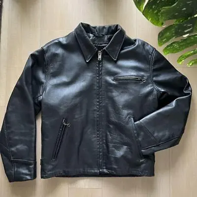 Schott AT101 Single Riders Jacket Black Leather Size Large 42 Winter From Japan • $472.99