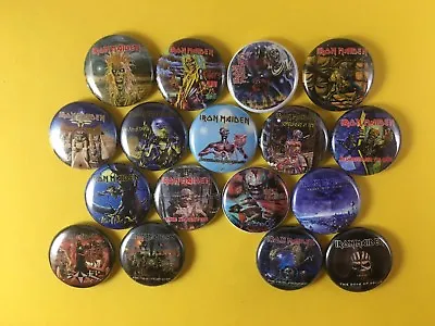 Iron Maiden 1  Button Pin Lot Heavy Metal Steve Harris Powerslave Seventh Son • $11.99