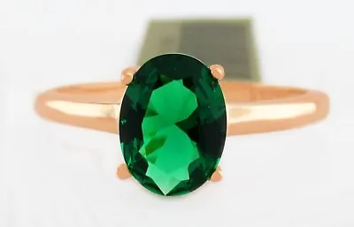 LAB CREATED COLOMBIAN  1.18 Cts EMERALD RING .925 STERLING SILVER (rose) - NWT • £0.78