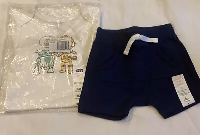 Star Wars Droids Oh Hello Cute Bodysuit & Kangaroo Pocket Shorts Outfit 3Mo R2D2 • $12.99