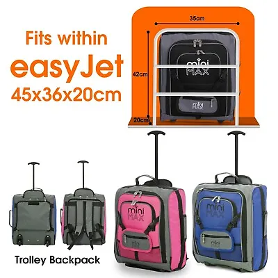 MiniMax EasyJet Carry On Cabin Hand Luggage Trolley Backpack Bag Fits 45x36x20 • £39.99