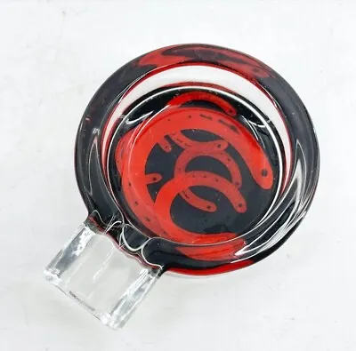 Vintage Marlboro Single Cigarette Art Glass Individual Red Horseshoe Ashtray • $6.99