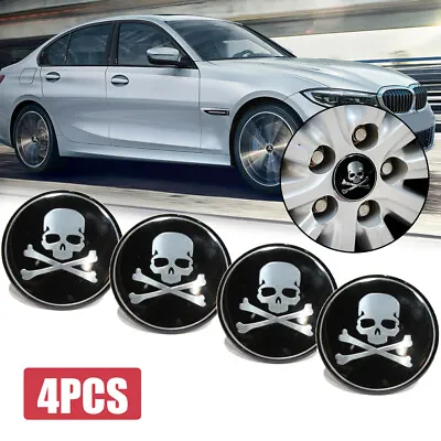 $12.15 • Buy Car Wheel Emblem Hub Center Caps Cross Bone Skull Sticker Exterior Accessories