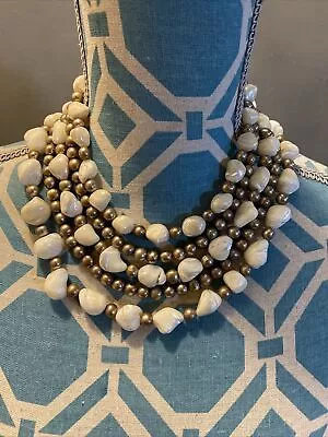 Vintage MOP Pearls Beads Sterling Silver 5 Strsnds Necklace • $68