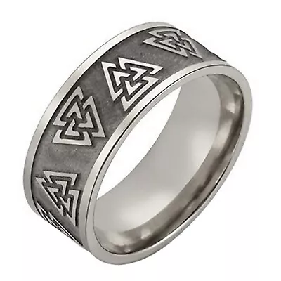 Valknut Viking Ring Silver Stainless Steel Odin Norse Warrior Knot Band • $11.99