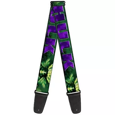 Buckle-Down Guitar Strap - HULK Face CLOSE-UP/Action Pose Greens/Purples - 2  • $32.59