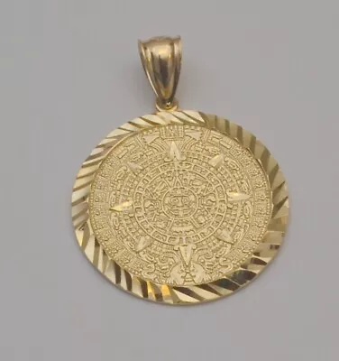 Ethnic Mayan Compass Pendant Ancient Tribal 14k Yellow Gold  Aztec Calendar P5 • $243.04