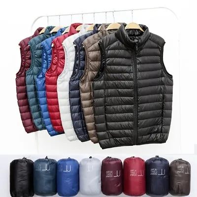 Men Winter Waistcoat Light Down Puffer Gilet Vest Jacket Coat Slim Outwear • $54.38