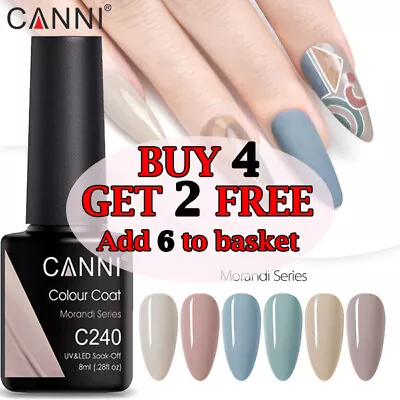 CANNI® Nail Gel Polish Varnish Soak Off UV LED Grey Morandi Series - 8ML • £3.95