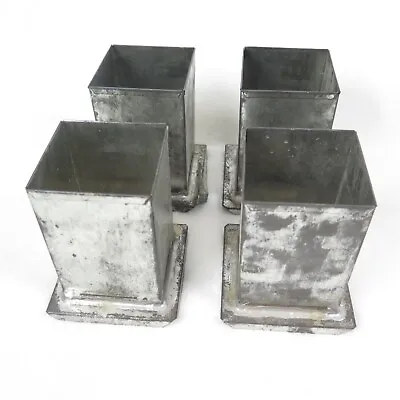 Metal Candle Molds Lot Of 4 Square Pillars Aluminum Or Tin Sturdy Vintage 4.5  H • $18.95