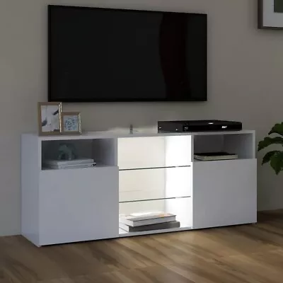 £95.41 • Buy Modern TV Unit Cabinet  White Stand High Gloss Doors 120cm With LED Lights
