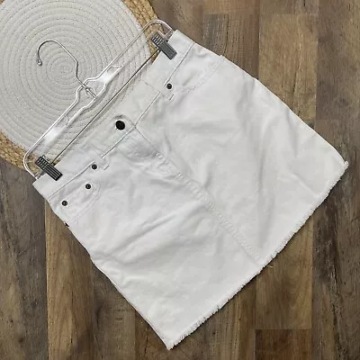 J Crew White Jean Skirt Womens Size 28 Raw Hem Cotton Denim • $13.78