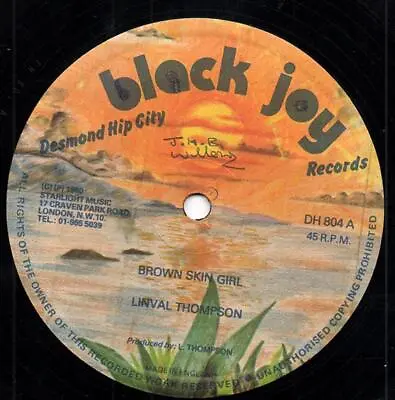 £14.99 • Buy LINVAL THOMPSON Brown Skin Girl BLACK JOY RECORDS.