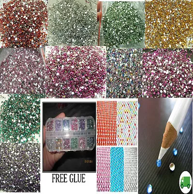 2000pc 3000pc Craft Gems Rhinestones Diamante 2mm 3mm Round Card Making Adhesive • £3.79