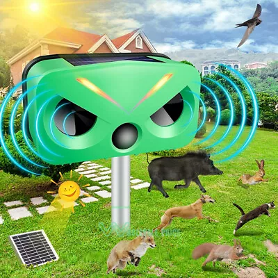 7000FT Solar Ultrasonic Animal Repellent Dog Skunk Deer Raccoon For Garden Yard • $30.09