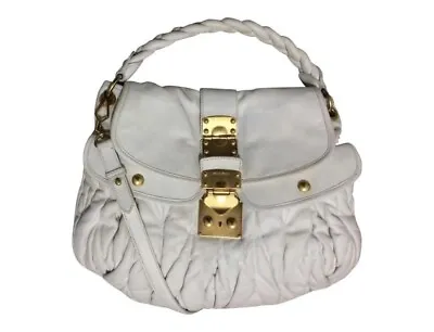 Miu Miu White Leather Matelasse Coffer Handbag Purse Crossbody • $280