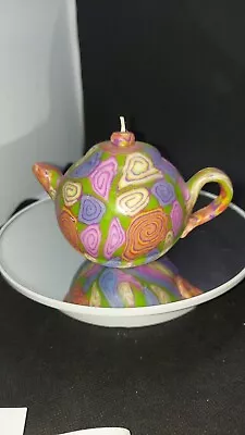 Cool Groovy Tea Pot Shaped Candle Boho Decor Novelty Fun And Unique. • $9.90