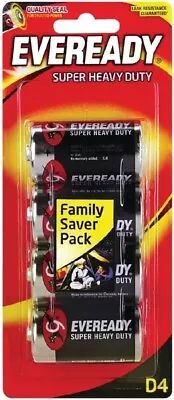 Super Heavy Duty D Size Batteries 4 Pack | Strong Powerful Performance • $14.63