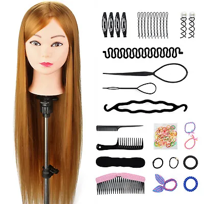 30  Hair Hairdressing Training Doll Head Mannequin With Clamp Braid Tools Set UK • £17.29