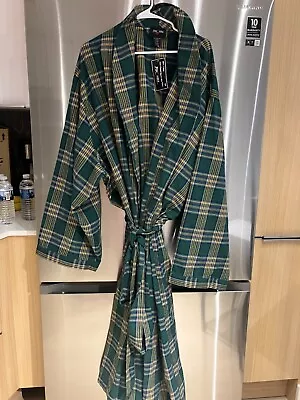 Fox Fire Green Plaid Men's Flannel Cotton Shawl Collar Robe 5xl 6xl 5x 6x NWT • $18.13