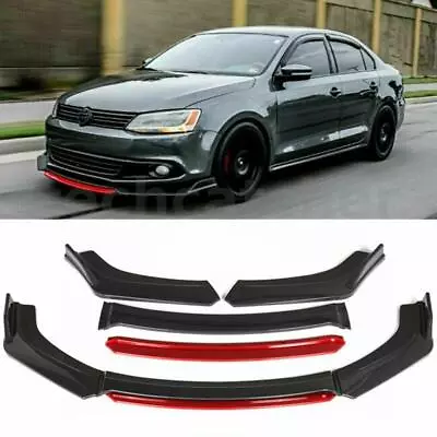 $34.36 • Buy For VW Golf MK5 MK6 MK7 Front Bumper Lip Splitter Chin Spoiler Carbon Fiber +Red