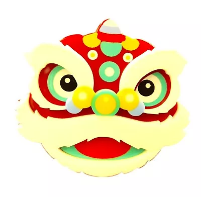 Modern Arcrylic Handmade BROOCH 3D Lion Mask Dance Chinese New Year Boxed BN  • £8.50